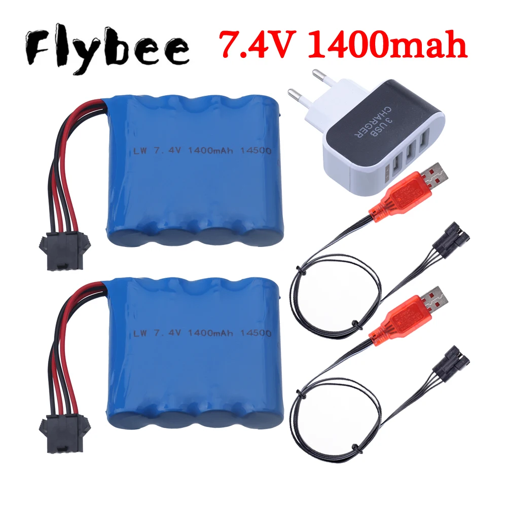 7.4V 1400mAh 2S Lipo Battery and charger set For DE36W 1:16RC Off-Road 4WD High-Speed Climbing Drift Racing toy accessories