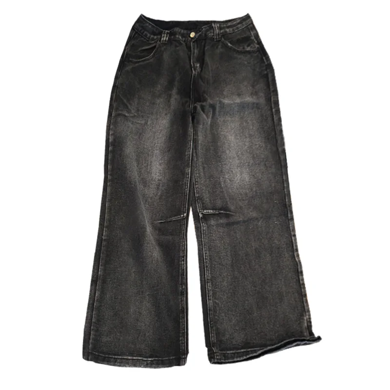 Amerikanische Gothic Jeans Unisex High Street Y2K Retro Mode Weite Hosen Hip-Hop Streetwear Hosen Harajuku Schwarz Casual Hosen – Detail 4