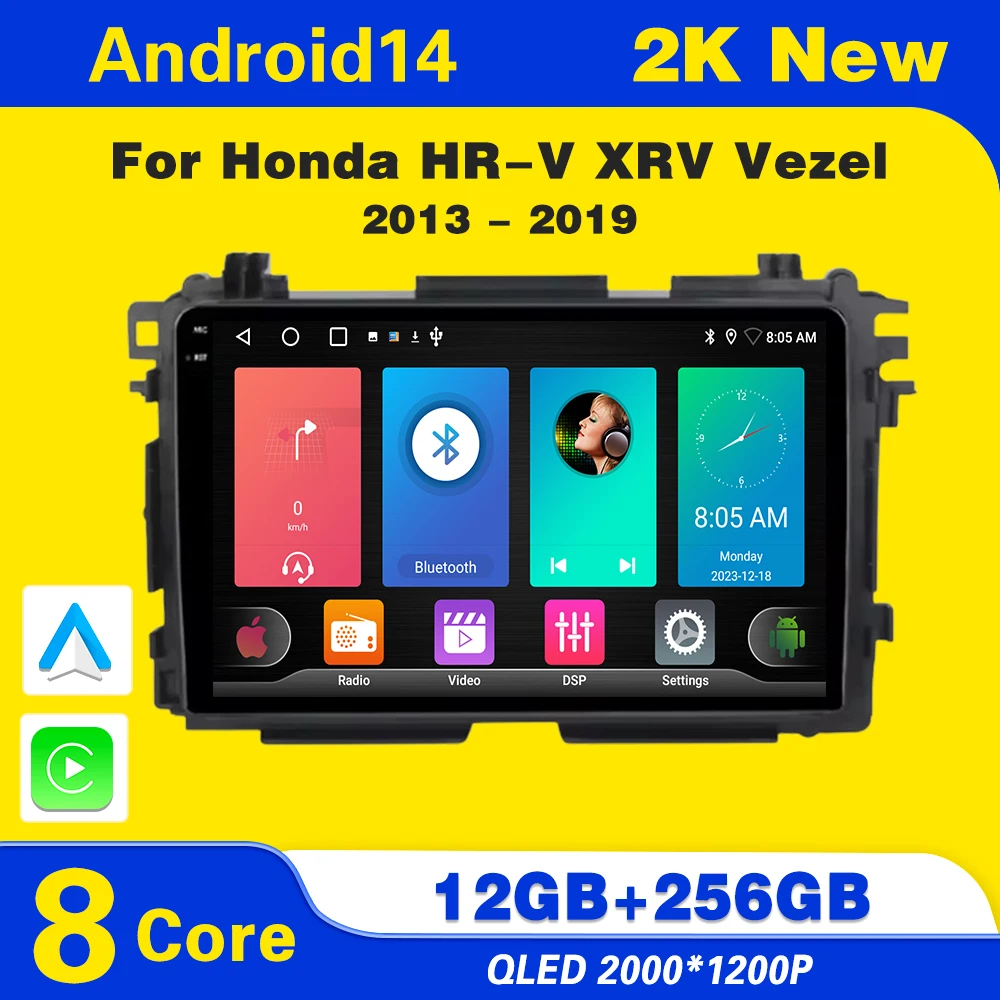 

Car Radio Android 14 For Honda HR-V HRV XRV Vezel 2013 - 2017 2018 2019 Android Auto Wireless CarPlay DSP Car Multimedia GPS