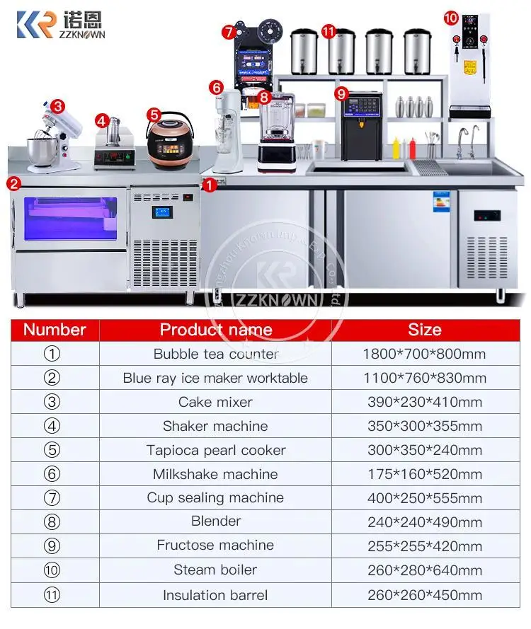 Customized Bubble Tea Work Table With Refrigerator Milk Tea Equipment Boba Tea Counter