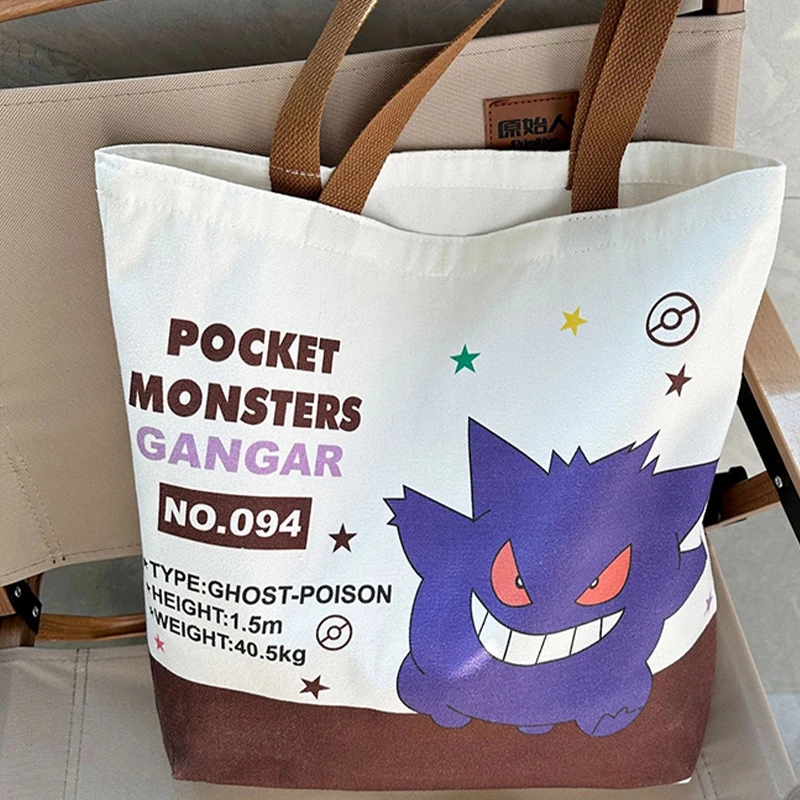 Nowa torba płócienna Kawaii Pokemon Pikachu Eevee Anime Cartoon Cute Student Outdoor Handbag Book Storage Bag Kids Toys Girls Gifts