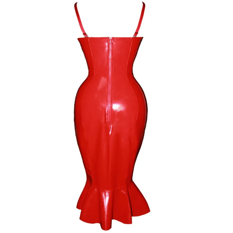 S-6XL Блестящее латексное платье из ПВХ, женское сексуальное платье русалки с открытыми плечами, тонкое платье из искусственной кожи, облегающая плиссированная юбка, сексуальное клубное платье, Vestidos
