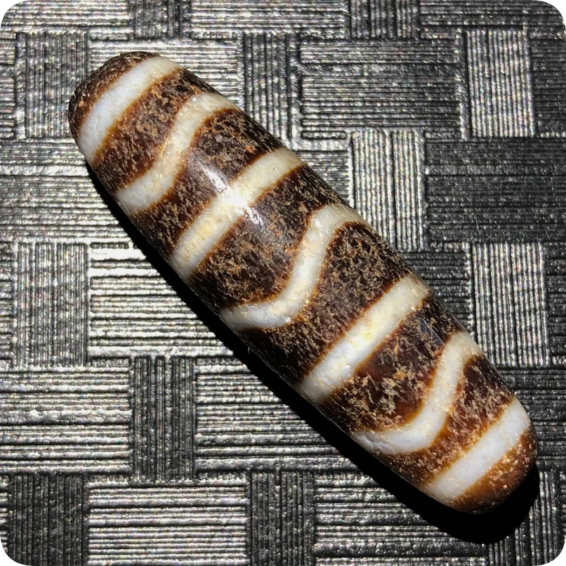 Magic Tibetan Old Agate water wave weathering Totem dZi Bead 15*50mmD007