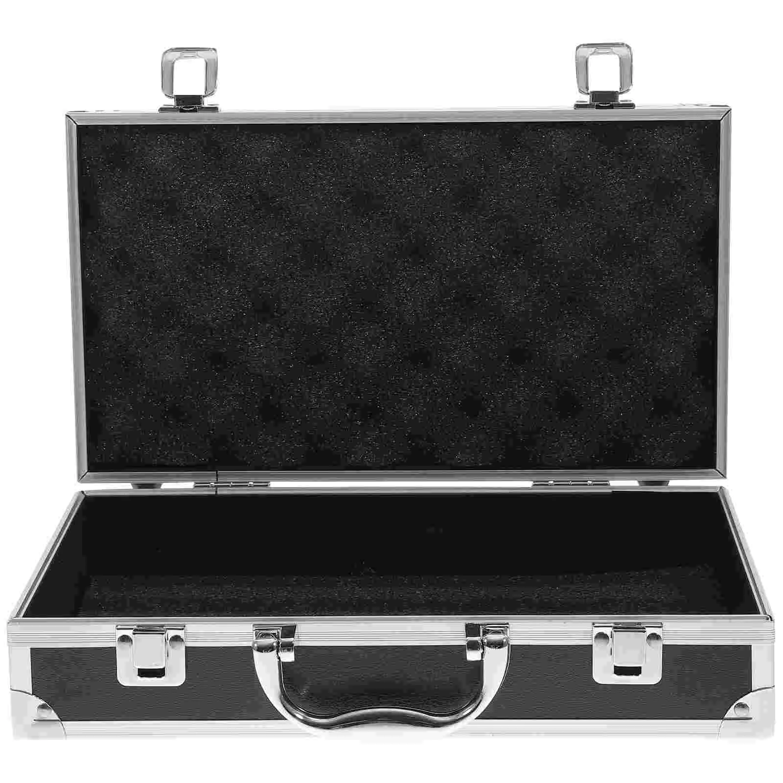 Toolbox First Aid Case Aluminum Storage Black Large Multi-purpose Portable Alloy Box Carrying