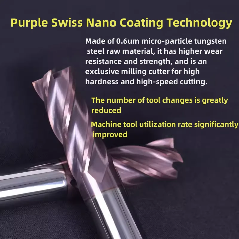 Fresa in metallo duro solido HRC55 a 4 flauto Fresa per rivestimento TiAlCrN 12x70x12x200 8x50x8x150 8x24x8x60 12x35x12x75 6x18x6x50