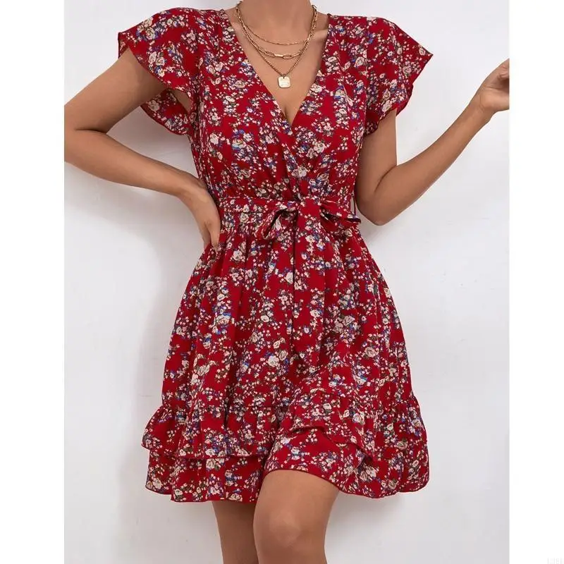 l38e-women-short-sleeve-sexy-wrap-v-neck-mini-swing-dress-boho-floral-print-belted-high-waist-tiered-hem-sundress