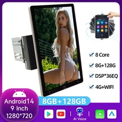 멀티미디어 플레이어 핸즈프리 블루투스 FM GPS, 2 Din, 안드로이드 14, 스테레오 리시버, 회전식 터치 스크린, 자동차 라디오, 4G 카플레이, 10.1 인치