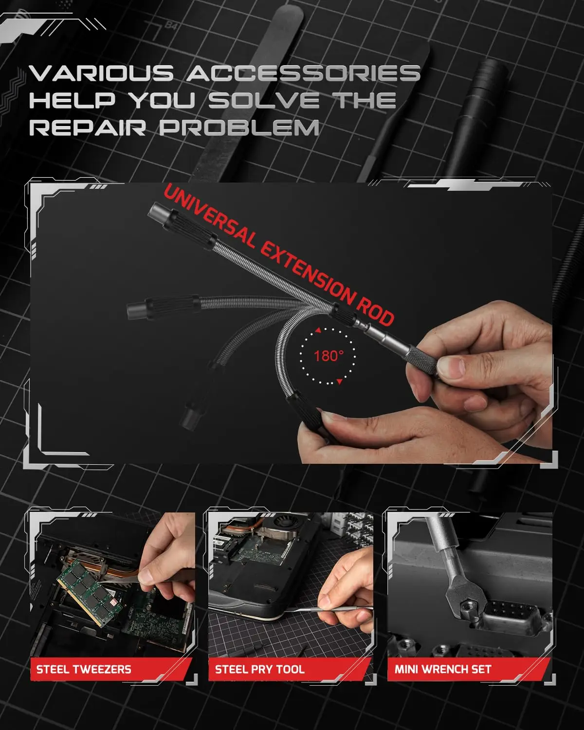 Precision Screwdriver Set, Magnetic Bit Scroll Storage Box, Professional Repair Hand Tool for Electronics, iPhone, PC, 128 em 1
