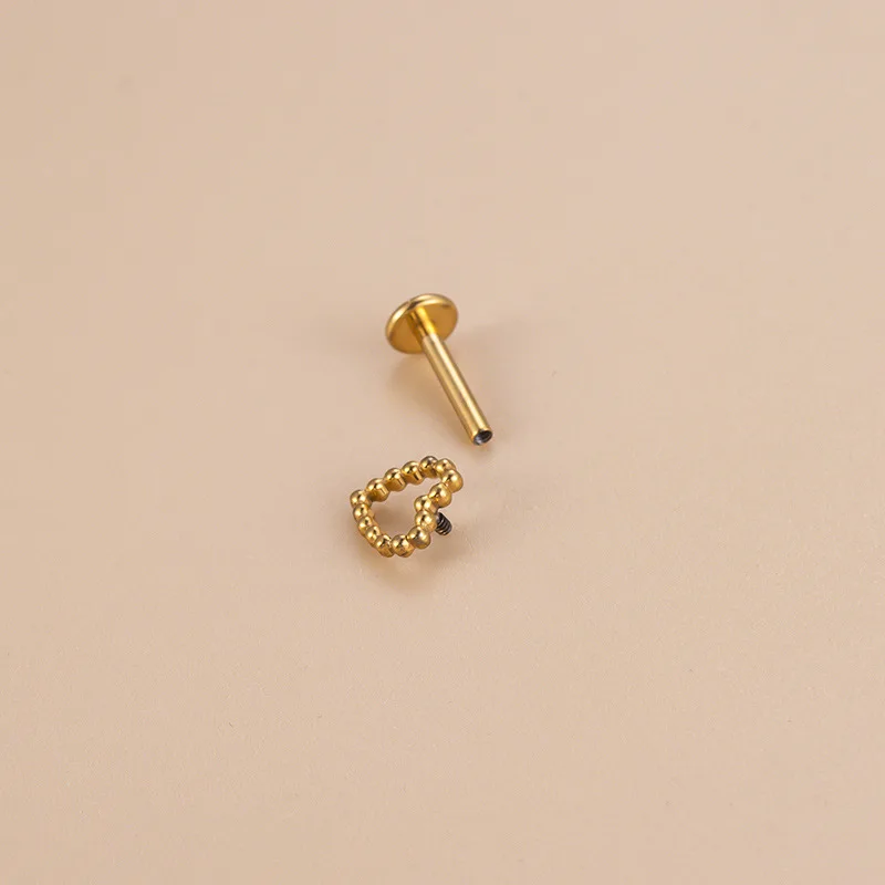 1 قطعة ASTM F136 التيتانيوم ثقب المجوهرات Labret الشفاه مسمار ثعبان فراشة القلب لولبة داخلية الأذن ترصيع اللولب الغضروف الزنمة