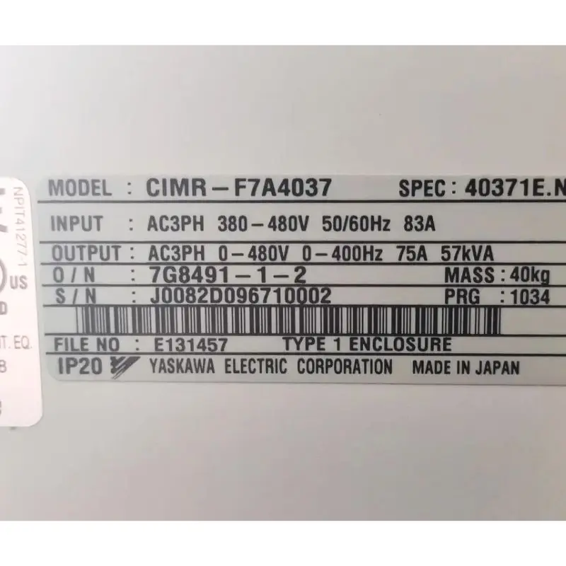 

New In Box Yaskawa CIMR-F7A4037 Inverter 1 Year Warranty In Stock