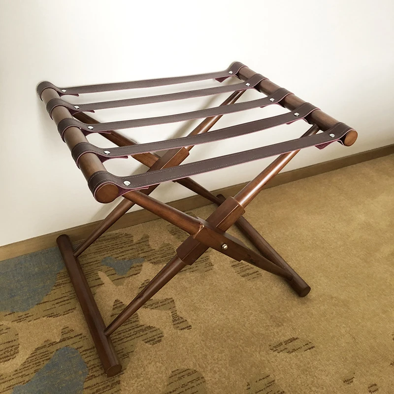 رف أمتعة من الخشب الصلب - رف أمتعة قابل للطي محمول خاص بالفندق Soporte Maletas أثاث تجاري Madera قابل للطي #5