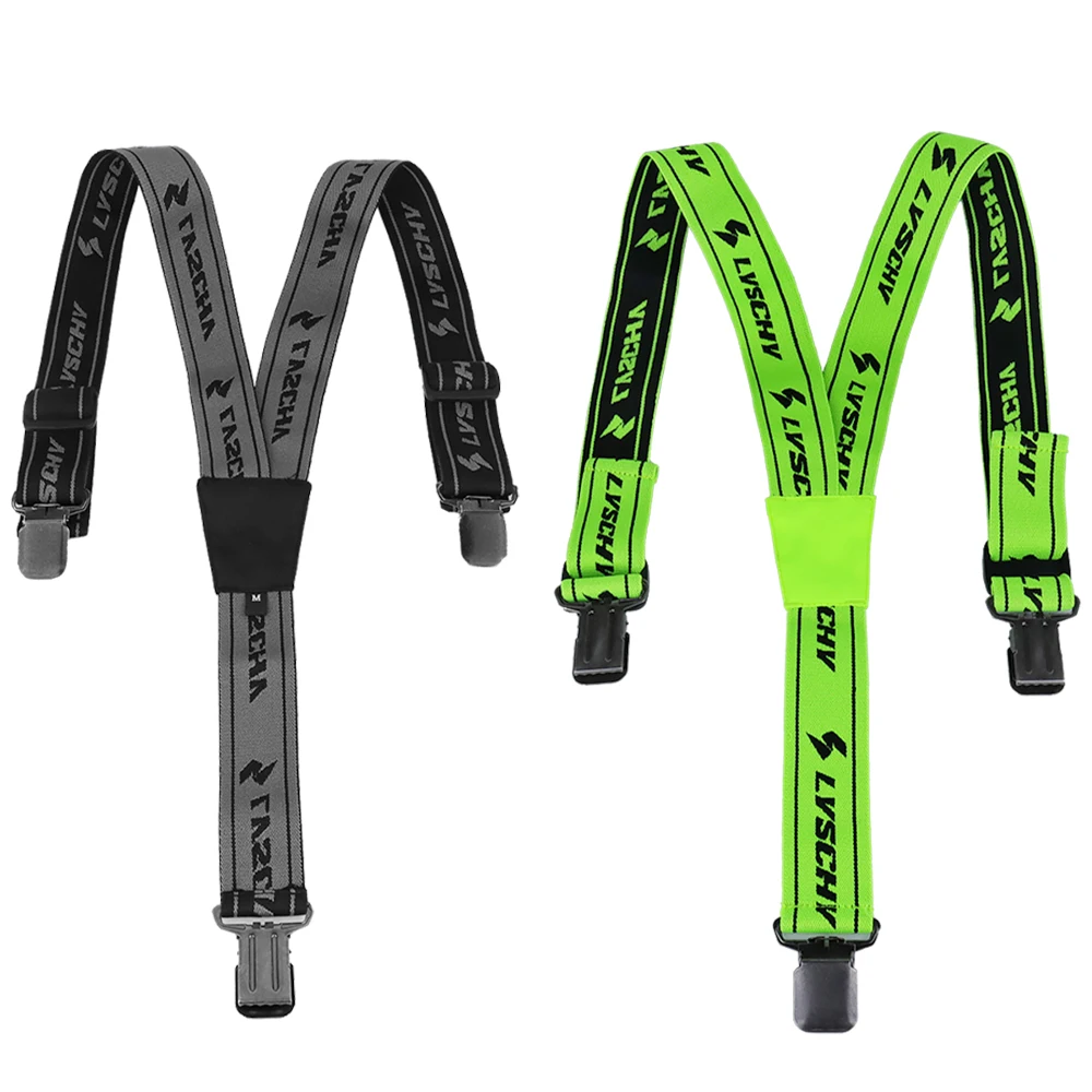 2024 New High Elastic Adjustable Y Suspender Straps Motorcycle Racing Men Women Pants Suspenders Trousers Braces Green Black M-L