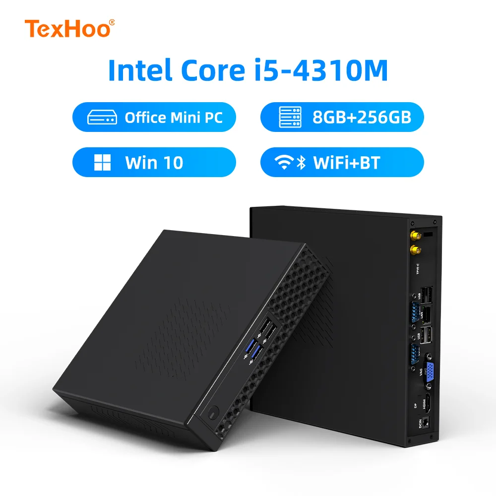 TexHoo 미니 PC, 인텔 i5-4310M/i3-3110M, 4GB/8GB DDR3, 128GB/256GB SSD, Windows 10, 2.4GHz/5GHz WiFi, BT4.2, ITX 사무용 컴퓨터