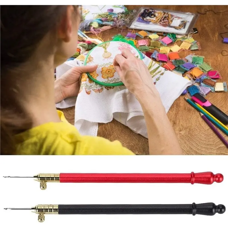 ABXD مقبض من الفولاذ المقاوم للصدأ خطاف كروشيه فرنسي تصميم مريح يتضمن 9 إبر، مثالية لحياكة الخياطة والخياطة، DIY Proj #3