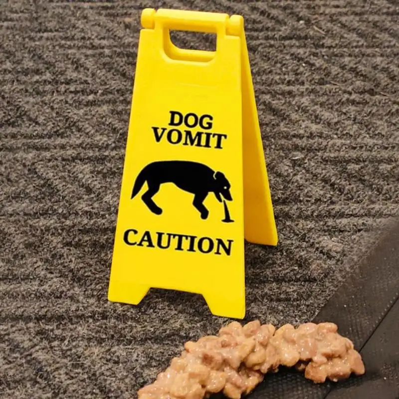 New Dog Cat Vomit Caution Sign Weather-proof Plastic Outdoor Garden Yard Lawn Pet Cat Vomit Warning Sign Bathroom Decoration ﻿