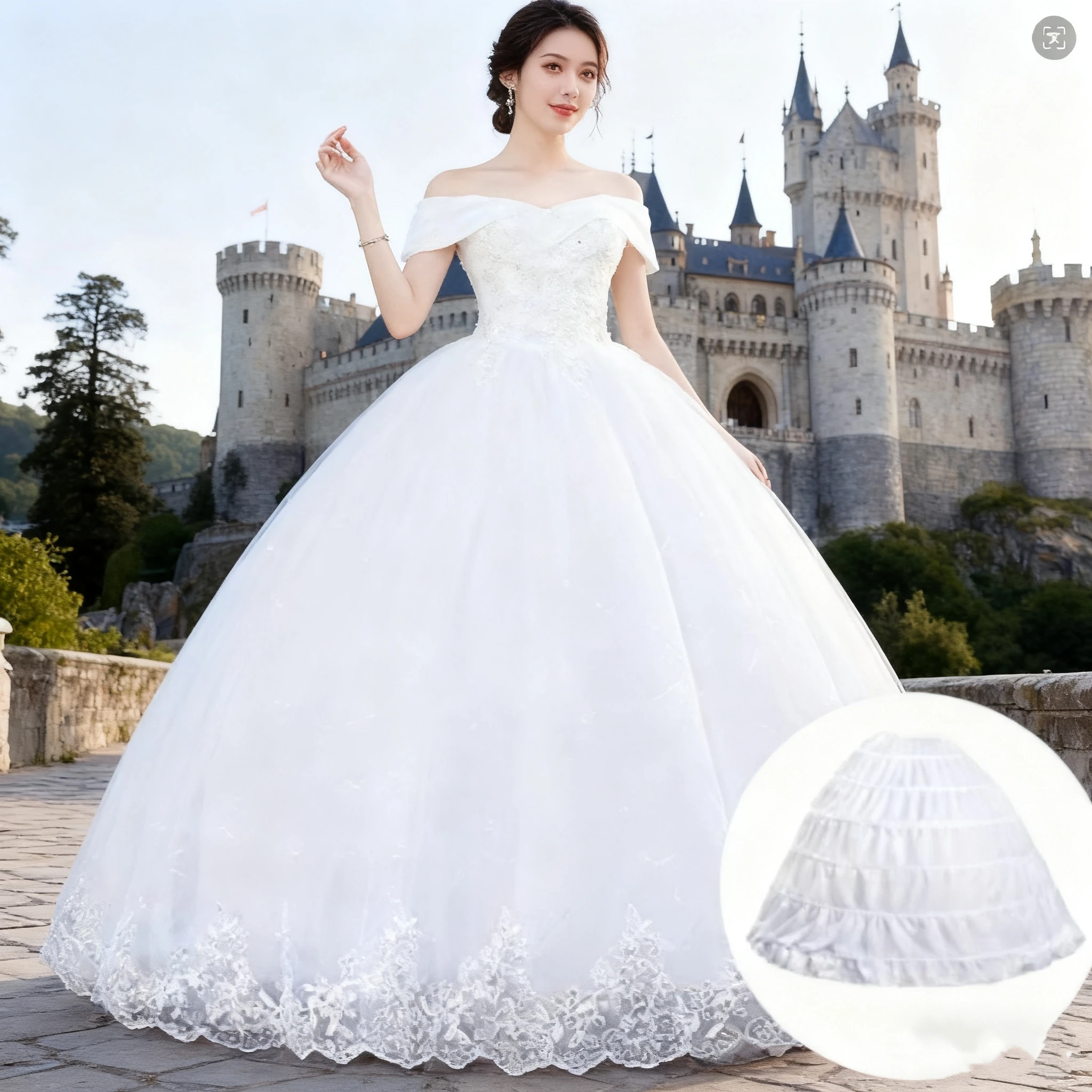 6 Hoop 3 Hoop 8 HoopCrinoline Black White Long Wedding Petticoat Ball Gown Dress Underskirt Skirt Half Slips Wedding Accessories
