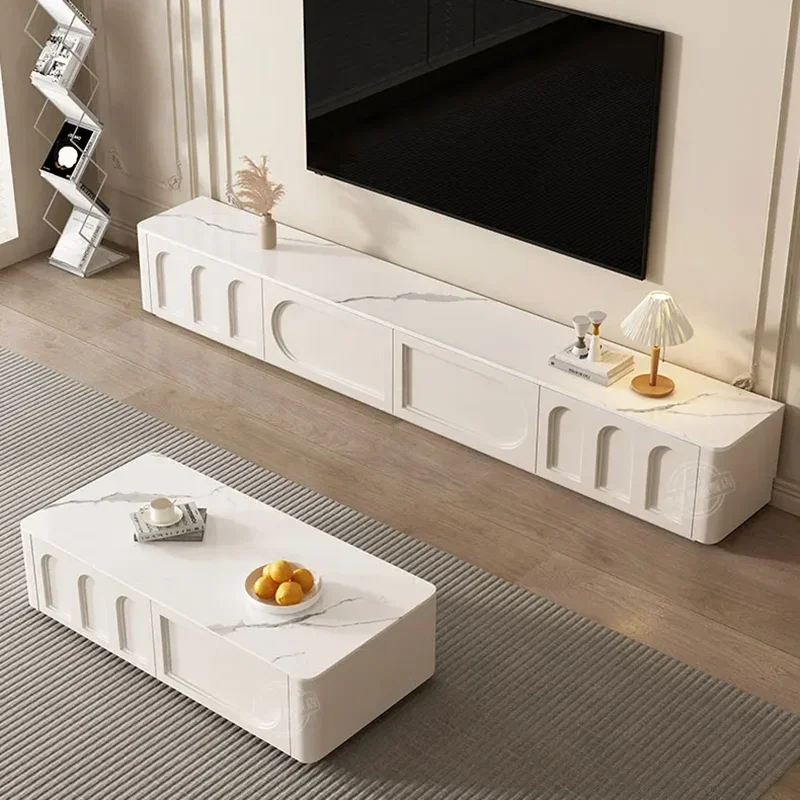 

Postmodern Cream Wind TV Cabinet Living Room Household Coffee Table Display Combination Solid Wood Muebles Tv Room Furniture