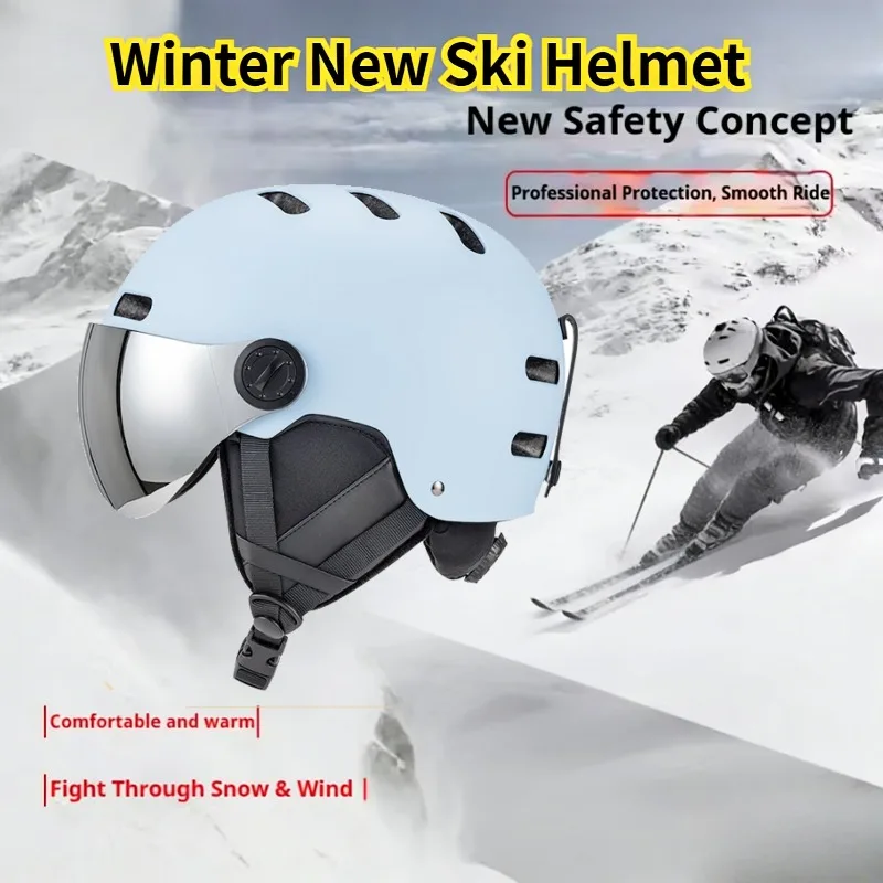 

One-piece Adult Ski Helmet Winter Universal Safety Helmet For Skiing Skating Snowboarding Outdoor Sports