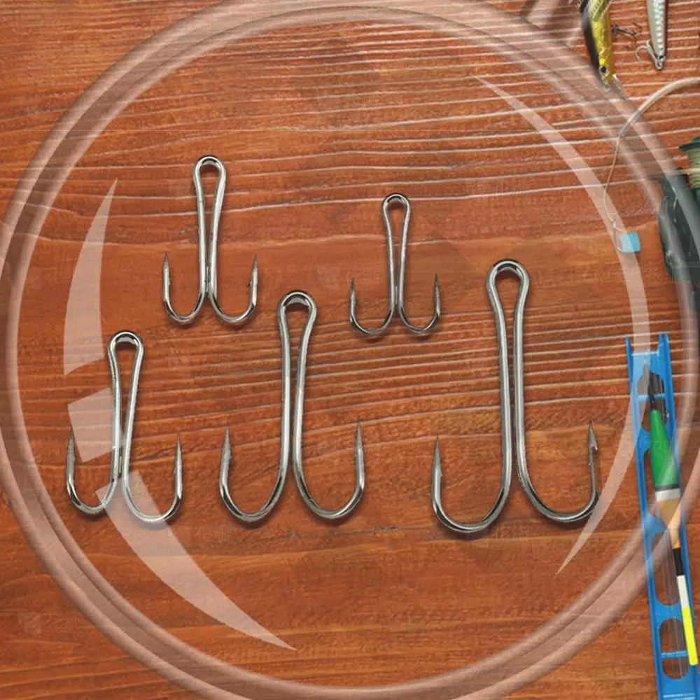 

50 шт. двойной рыболовный крючок из высокоуглеродистой стали с длинным хвостовиком, двойной крючок, крючки для приманки в виде лягушки, аксессуары для рыбалки