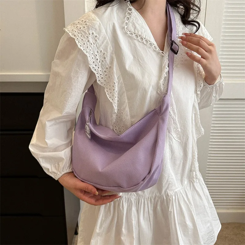 1PC Large Capacity Solid Color Canvas Shoulder Bag Fashion Casual Crossbody Bag