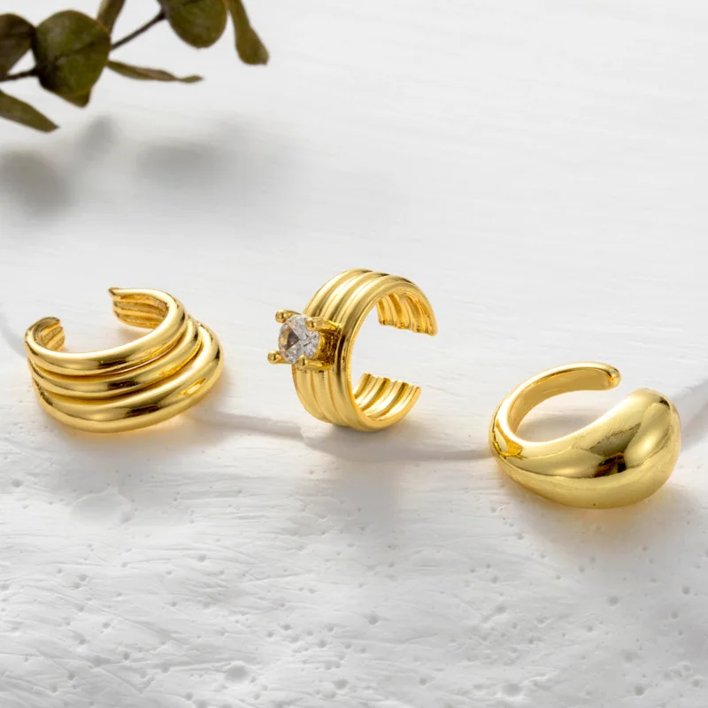 1PC New Vintage Gold Color Leaves Ear Cuff Non-Piercing Fake Cartilage Clip Earrings For Women Men Creative Trend Jewelry