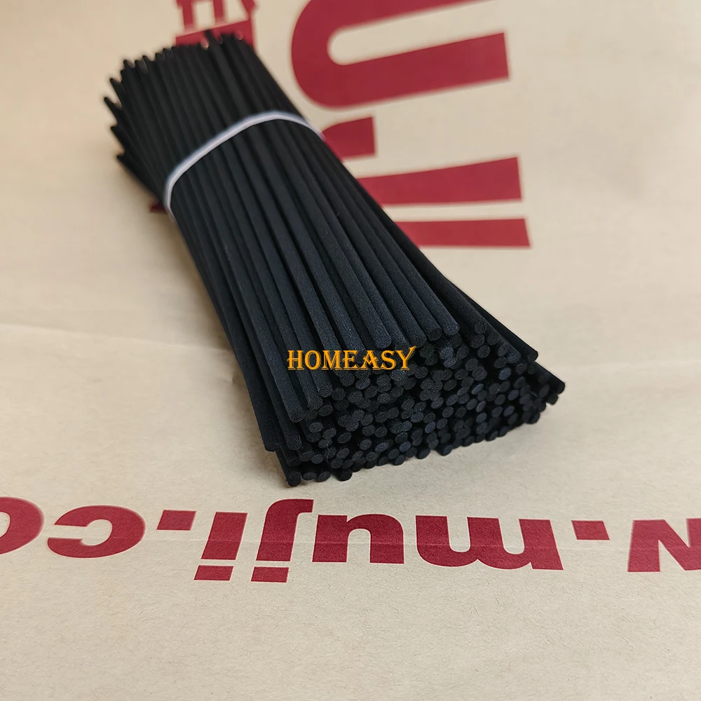 500Pcs 3mm Natural Black Fiber Reed Diffuser Sticks 10/19/22/25/30/40cm Multi Sizes Essential Oil Aroma Rods Air Freshener Decor