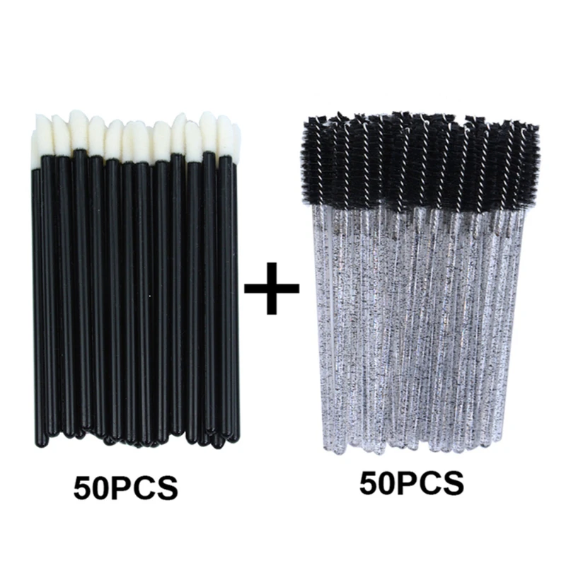 100 pz Ciglia Bellezza Strumenti per ciglia finte Ciglia Brillanti Mascara Bacchette Applicatori Pennelli per trucco Per labbra Sopracciglia False