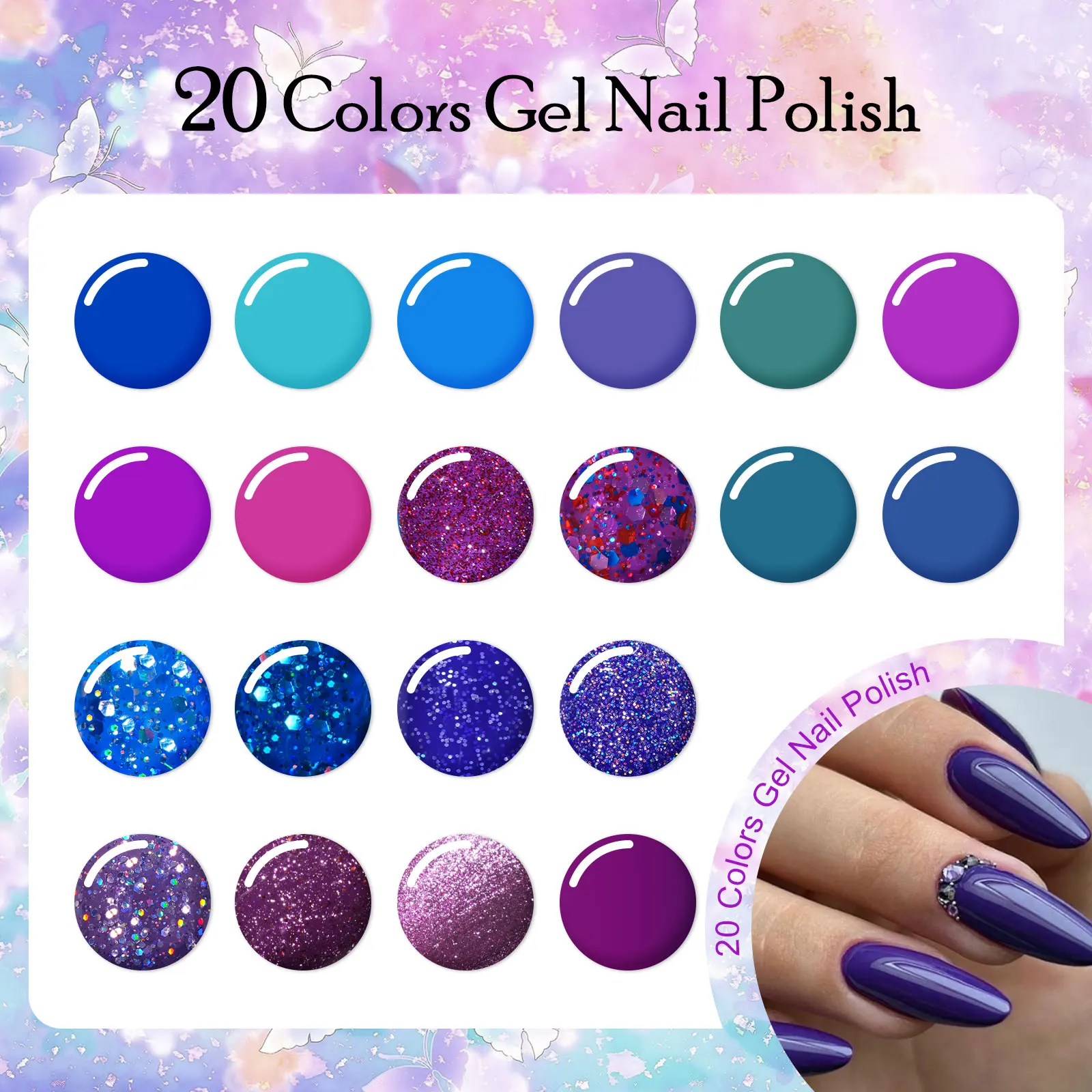 MSRUIOO 8ml Blue Violet Series Gel Nail Polish Semi Permanent Soak Off UV LED Gel Polish for Nail Art Manicure DIY Varnishes