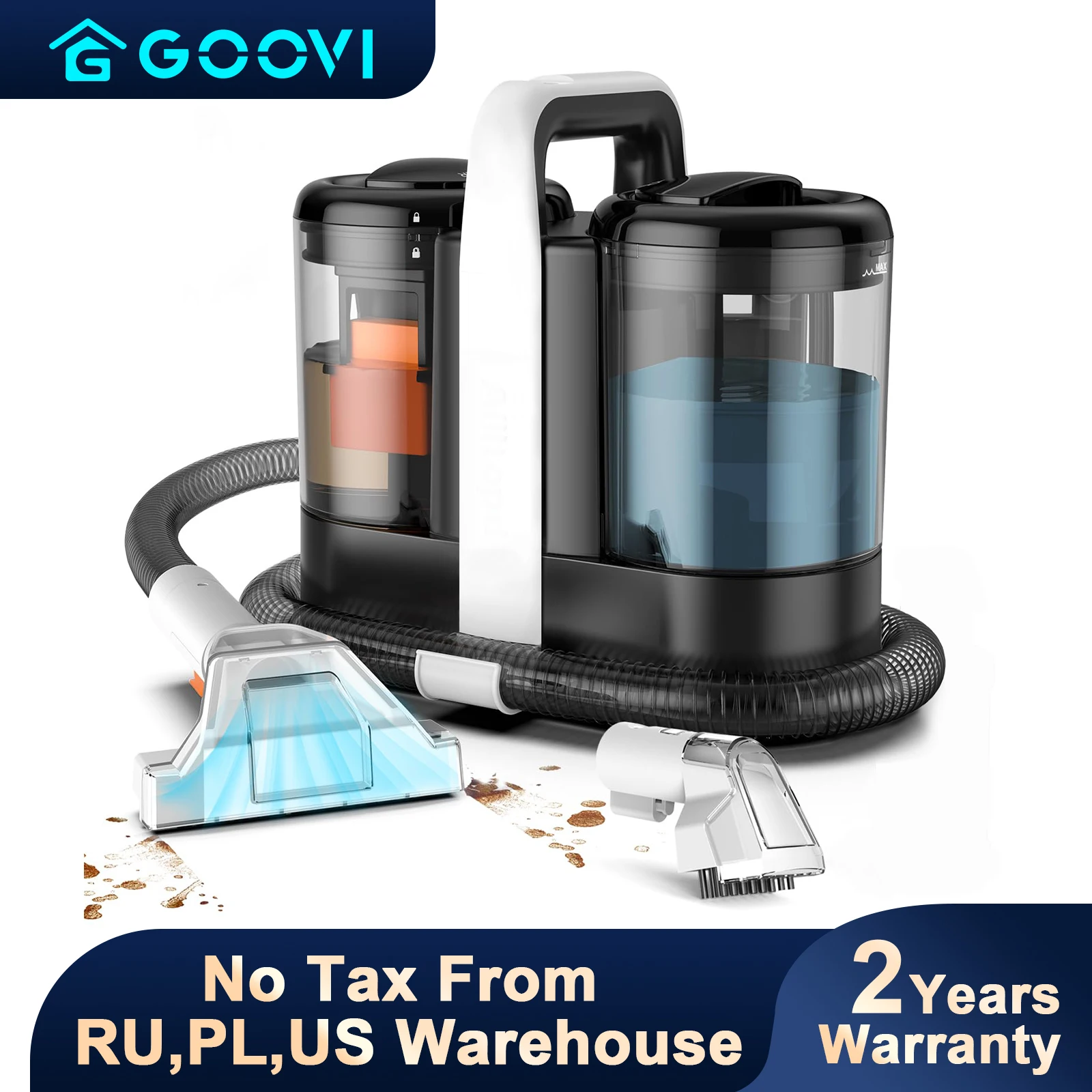 GOOVI Spot Cleaner 600/450W 15/11KPa Handheld Carpet Cleaner for Sofa Curtain Spray Suction Integrated Machine Clean Machine