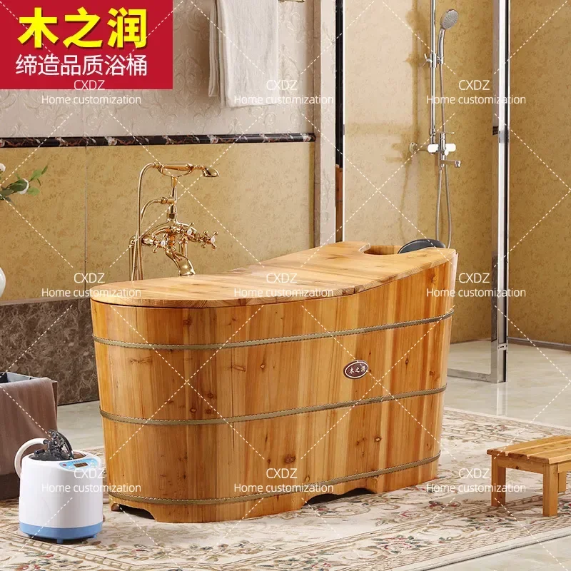 Cedar Wood Bath Bucket Sauna Steam Barrel Wooden Bathtub for Beauty Salon Spa Home Use Sweat Steaming Tub Large Capacity