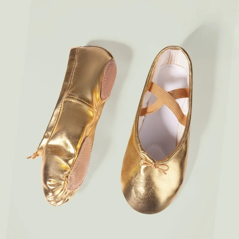PU Buikdansschoenen Dansen Slippers Gymnastiek Goud Zilver Schoenen Voor Vrouw Meisjes Zachte Lace Up Ballet Dansschoenen