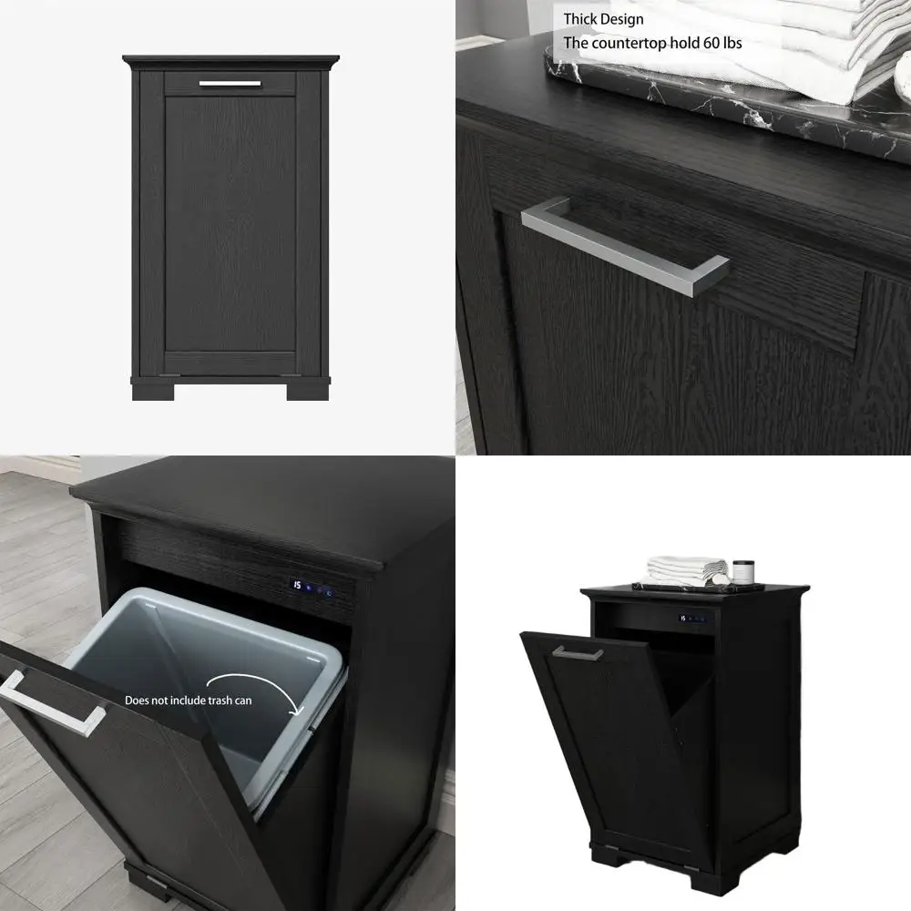 

Отдельно стоящий деревянный наклонный мусорный шкаф с черной отделкой