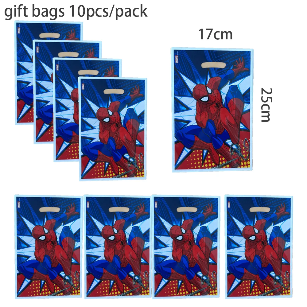 10/20/30pcs Superhero Spider Birthday Party Gift Bags Plastic Candy Bag Boy Party Loot Bag Kids Birthday Party Favors Supplies