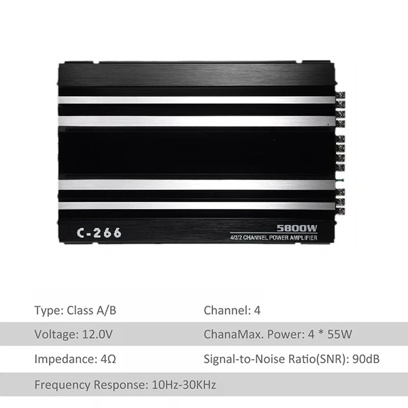 B63B-4-Channel Car Audio Amplifier 5800W High-Power Amplifier 12V Ultra-Thin Four-Way Power Amplifier Class A/B Tools