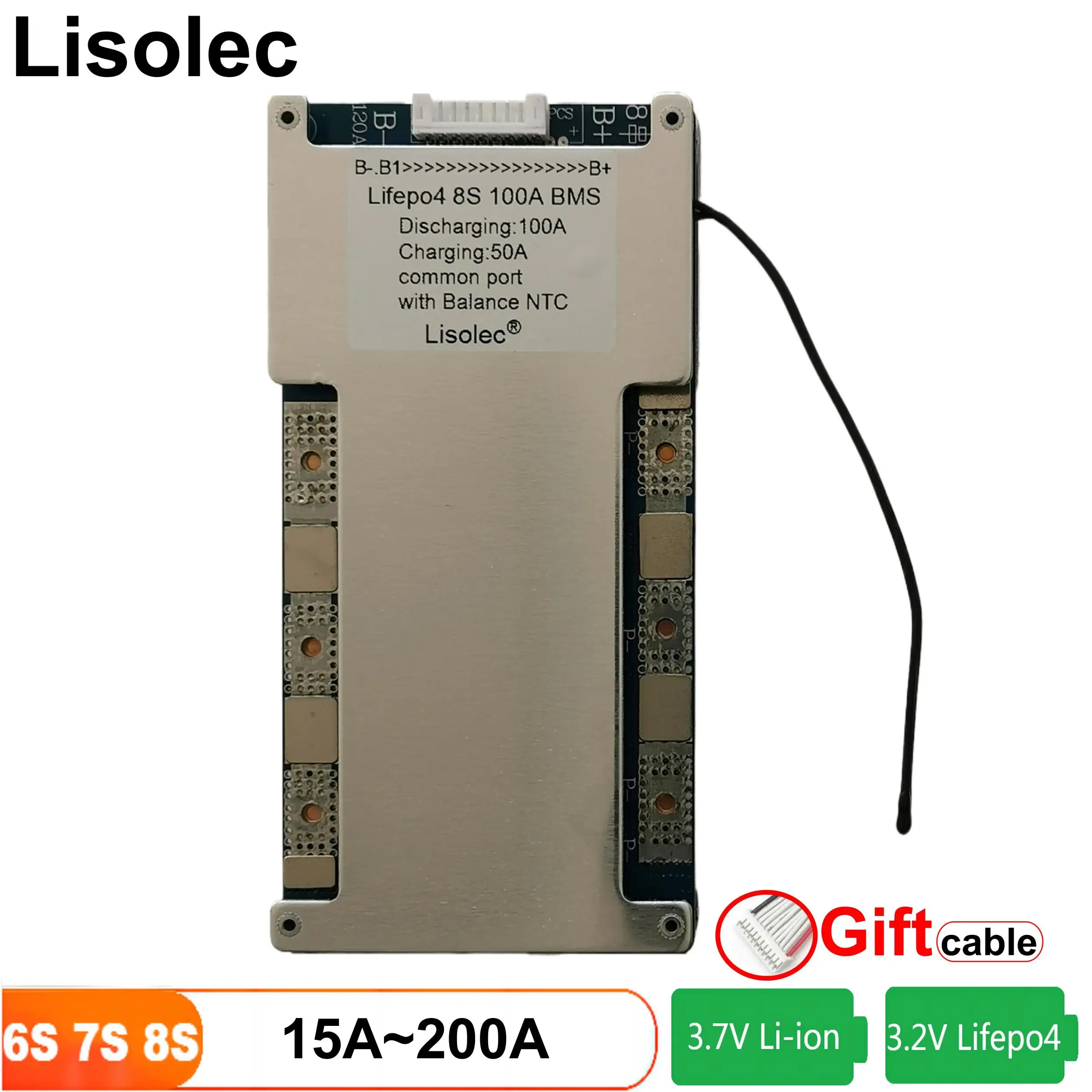 ECUALIZADOR DE Placa de protección de descarga de carga equilibrada BMS 6S 7S 8S con puerto común NTC para paquete de batería de litio de 24V 18650 e-bike