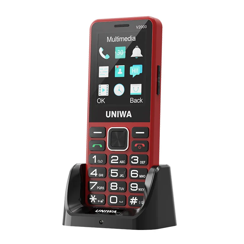 UNIWA V2000 4G toetsenbord telefoon 2,4 inch grote knop luid volume Dual SlM 1700mAh Rusland Hebreeuws toetsenbord Functie telefoons voor ouderen