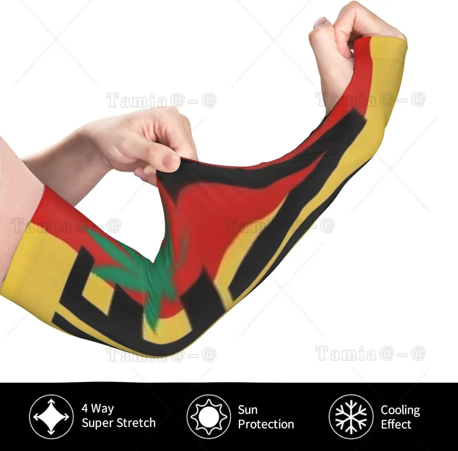 One Love Rastafari Rasta Reggae Mangas de brazo Protección UV Sol Unisex Deporte Mangas de seda de hielo