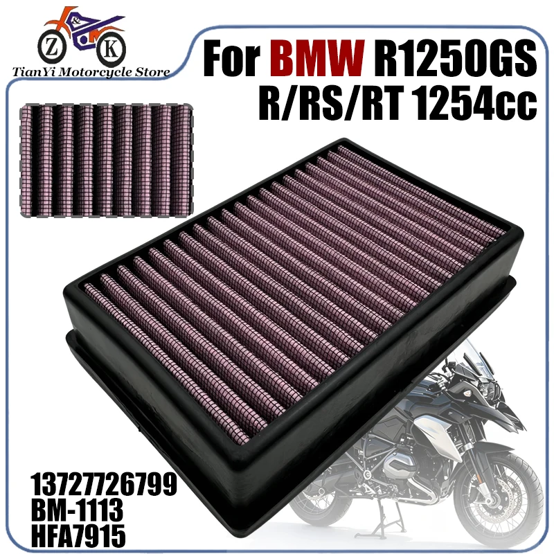 High Flow Intake Air Filter For BMW R1200GS R RS RT 1170cc 1254cc Motorcycle Engine Air Cleaner Element Replacement 13727726799