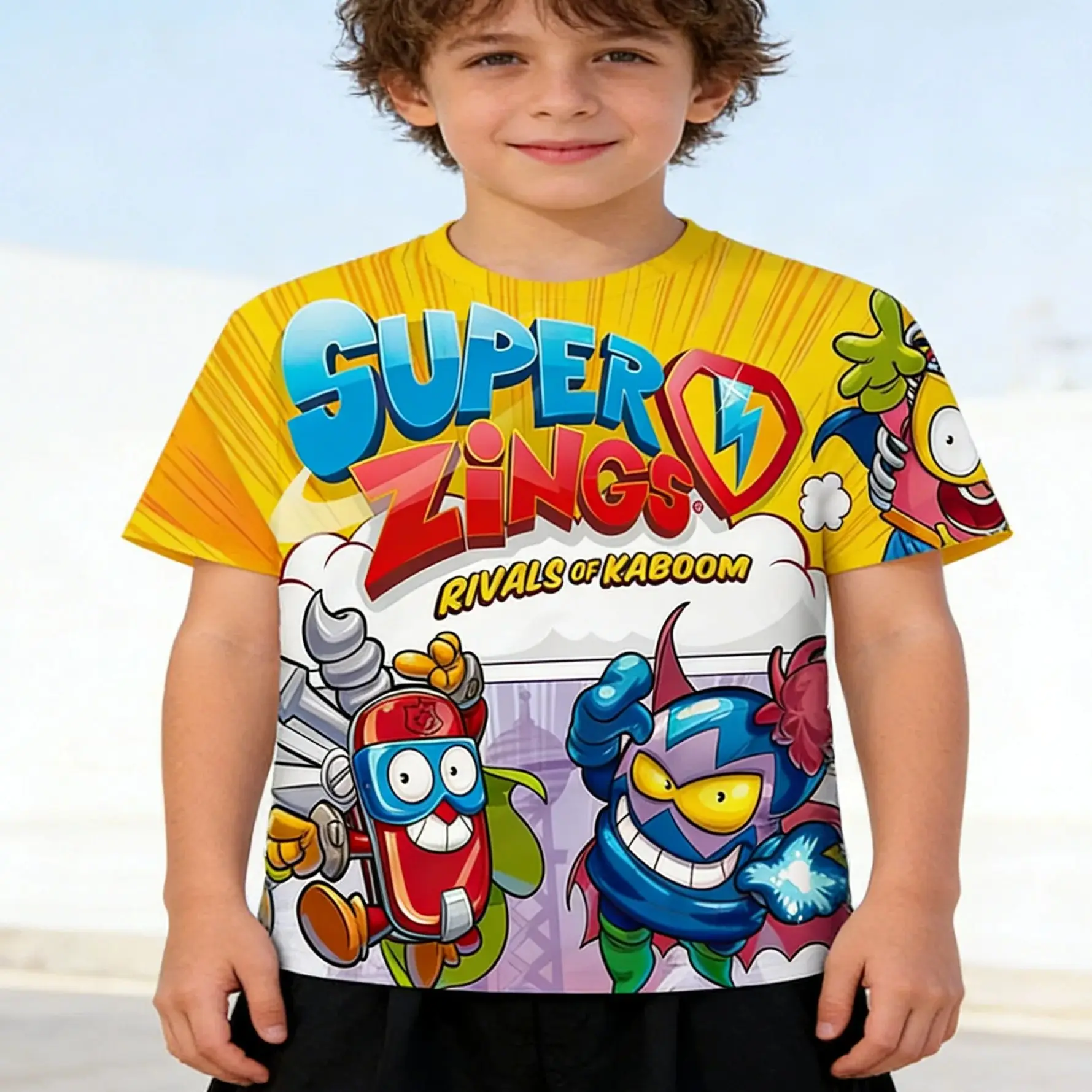 Juego de Anime para niños, estilo callejero, camiseta fresca de manga corta para niños y niñas, camiseta de Superzings, ropa para niños y adultos