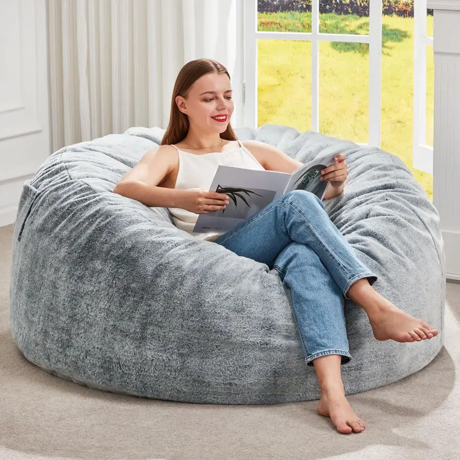 Bean Bag Chairs Giant Beanbag Chair with Filler, Memory Foam Bean Bags with Fluffy amp Machine Washable Cover, Bean Bag Chairs f