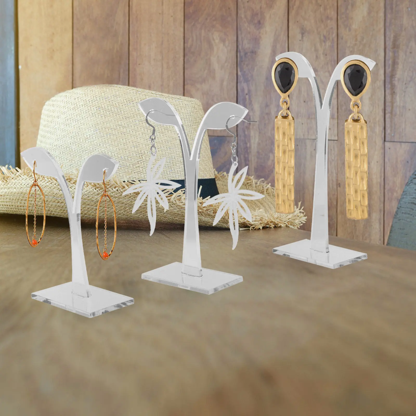 

6Pcs Acrylic Earring Display Stand Leaf Shaped Jewelry Holder Organizer Desktop Rack for Earrings Ear Studs Display