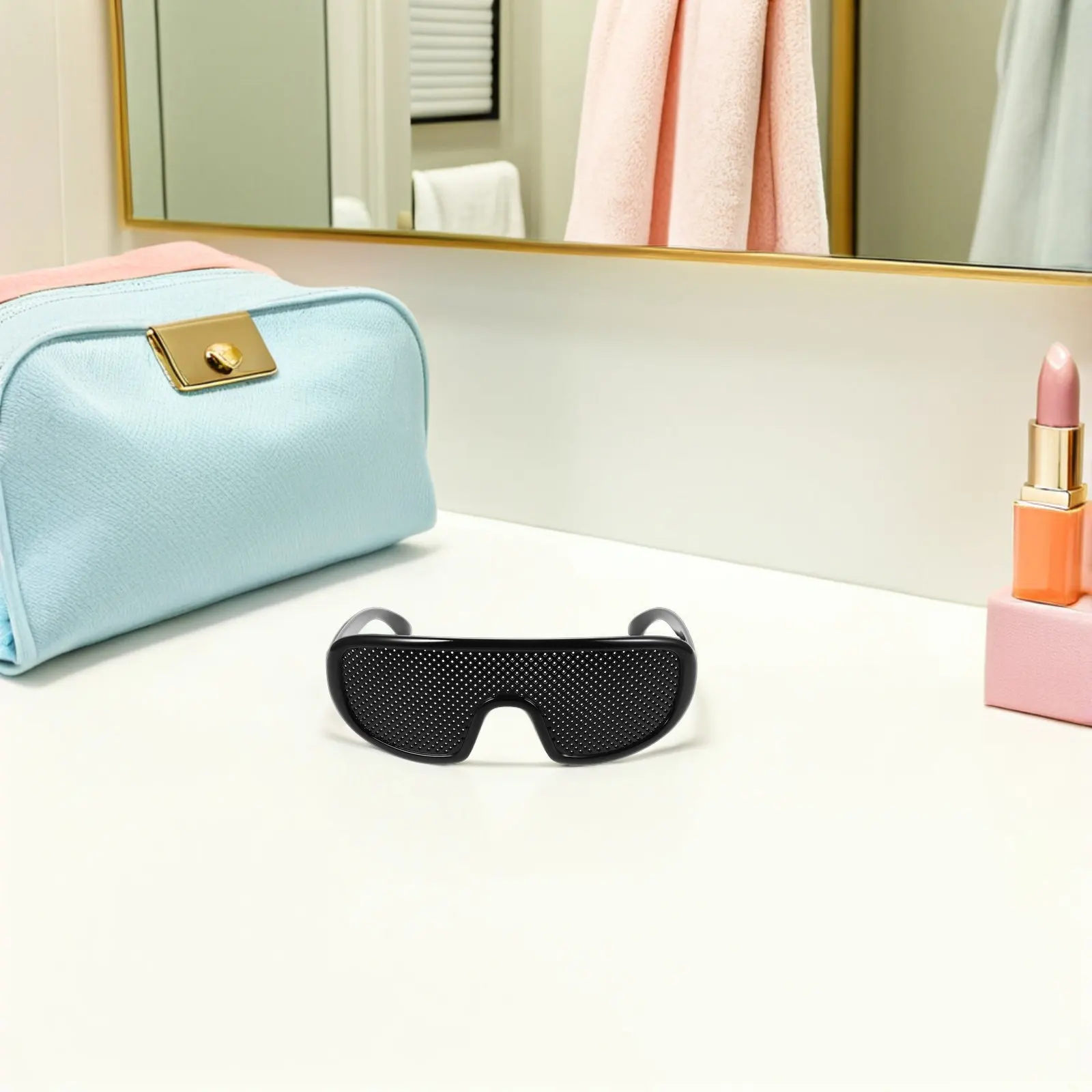 2Pcs Pinhole Sunglasses Black Frame Lightweight Comfortable Nearsighted Training Glasses for Driving Hiking Daily Use