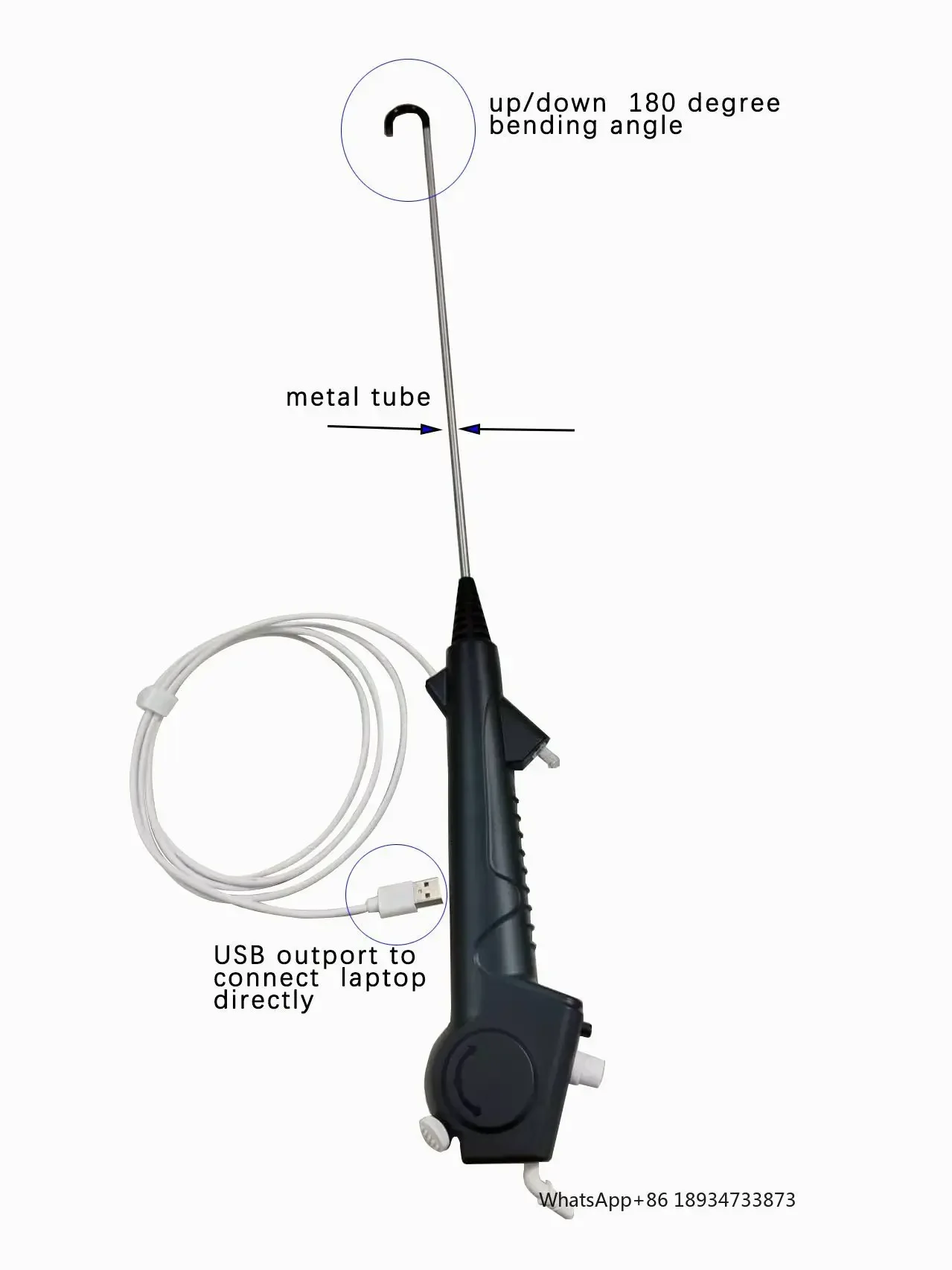 semi-rigid disposable bronchoscope with USB outport hot sell veterinary endoscopy