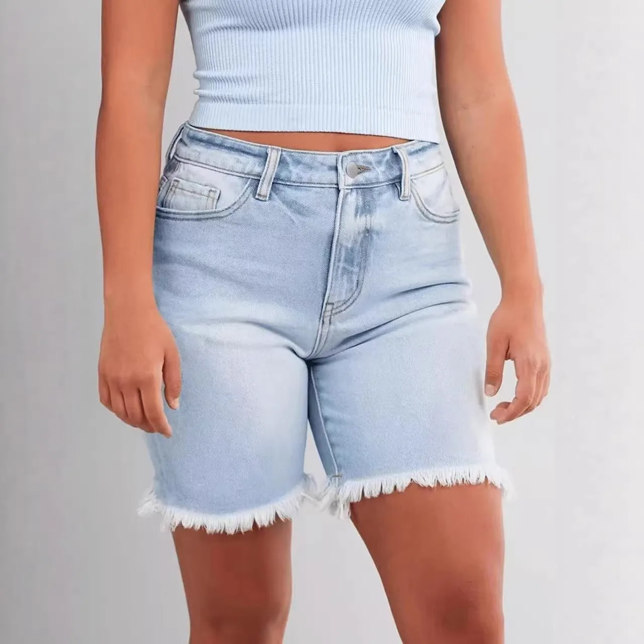 Denim Pant Women Jeans Vintage Short Pants Slim Fit High Waist Straight Trousers Y2k Streetwear Elegant Splice Work Casual 2026