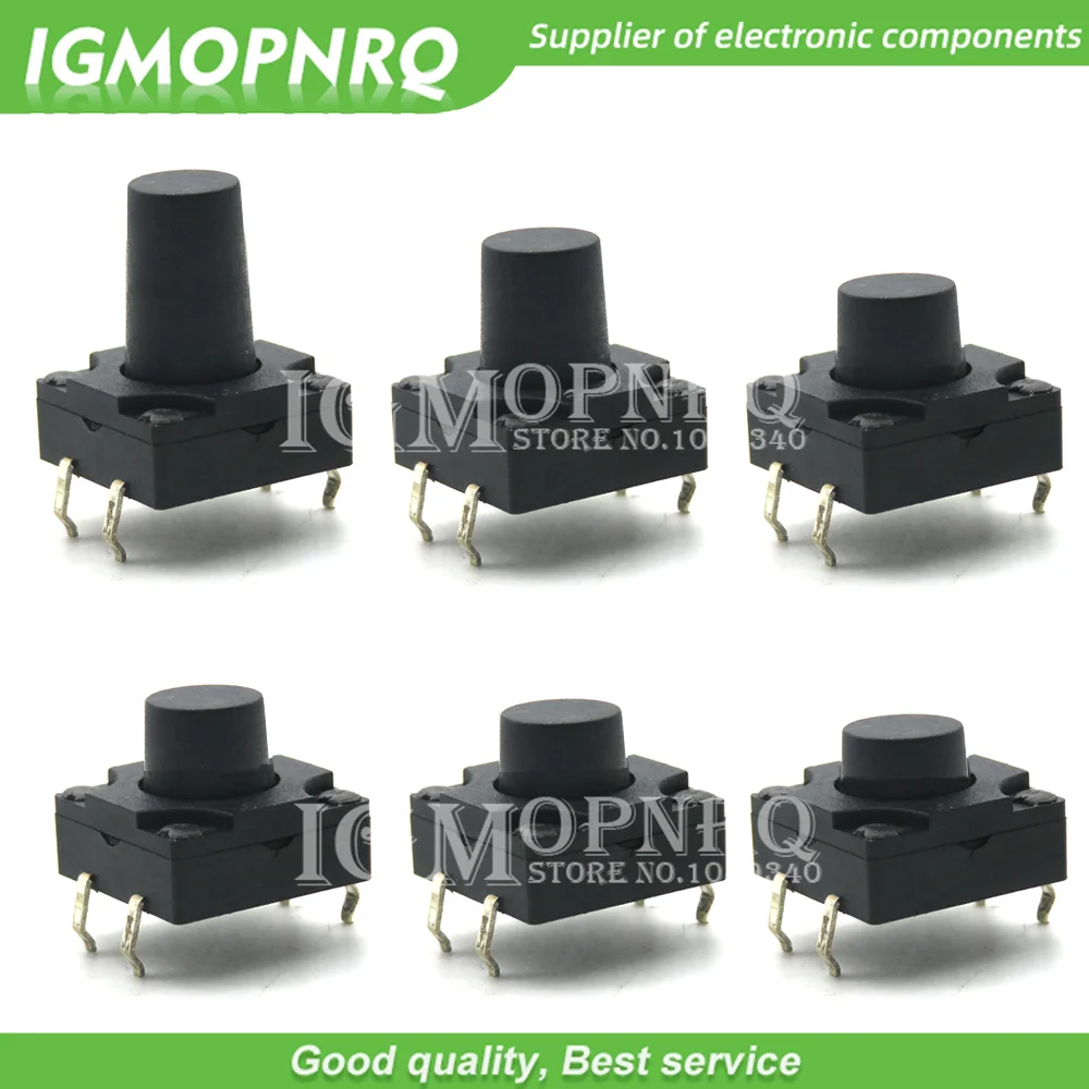 10PCS 12x12 PCB Tactile Mini Push Button Switch SMD DIP 4pin Micro Switch 12*12*4.3/5/6/7/8 Mm 6x6*4.3mm 6mm 7mm 8mm Waterproof