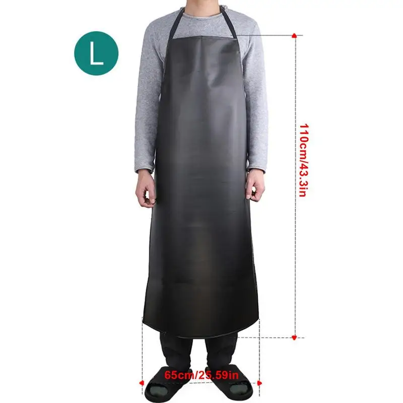 Waterproof Black PVC Apron Kitchen Baking Cooking Accessories Housework Restaurant Farm Baking Cleaning Tools Oilproof Apron