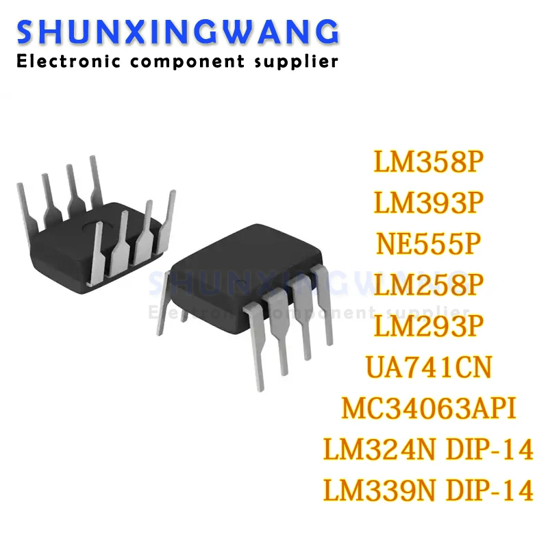 10PCS LM358P LM358 DIP LM358N DIP-8 LM393P LM393 NE555P NE555 LM324N LM324 LM339N LM339 MC34063API MC34063 LM258P LM293P UA741CN