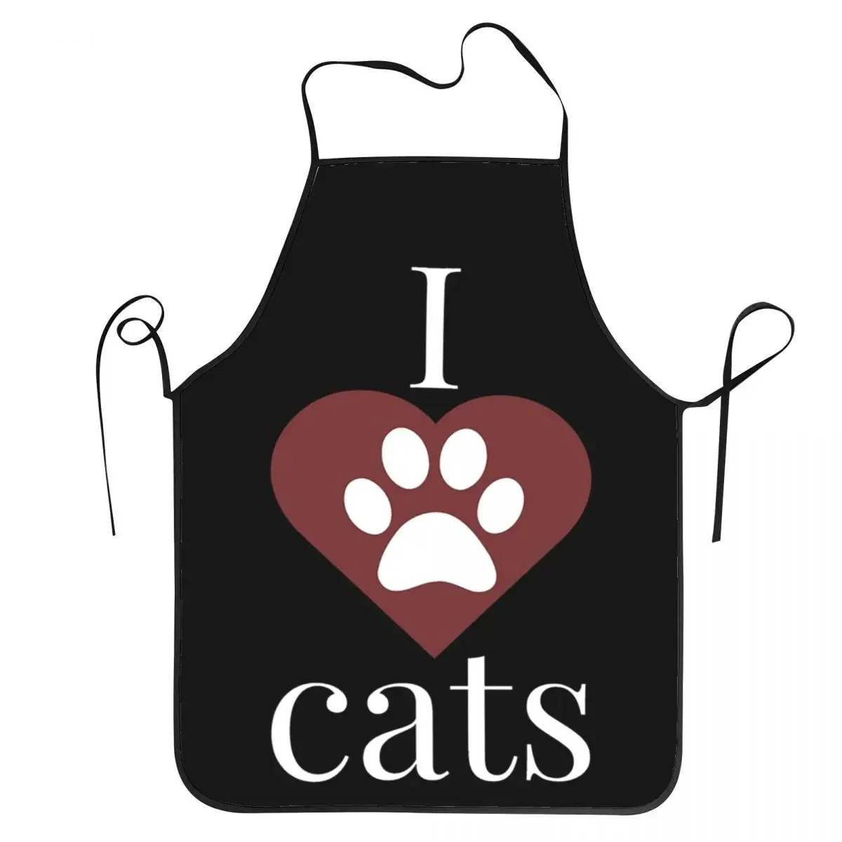 

I Heart Cats Soft Paw White Apron Chef Cooking Baking Tablier Sleeveless Bib Kitchen Cleaning Pinafore for Women Men Painting