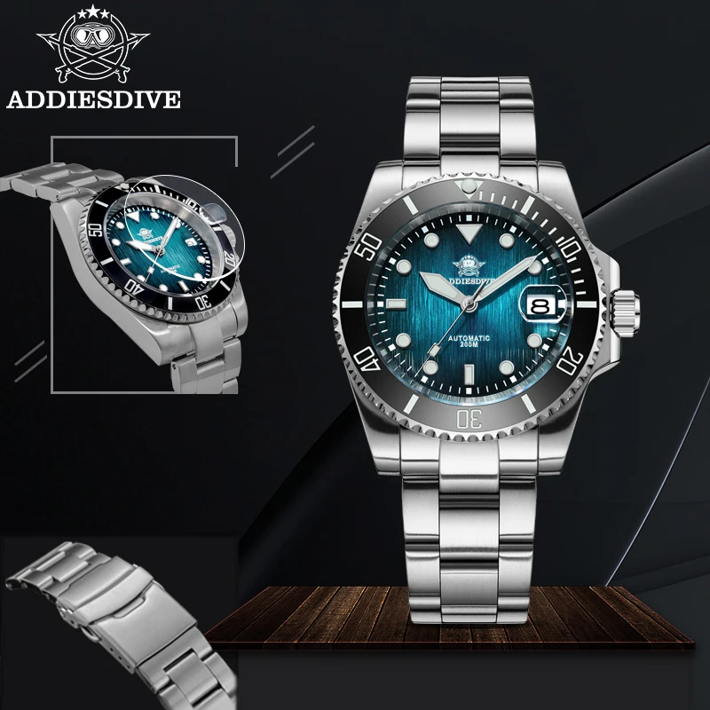 ADDIESDIVE New Diver Watch High Quality Sapphire Glass 41mm Ceramic Bezel Mechanical Watches Luminous Waterproof AD2078 Watch