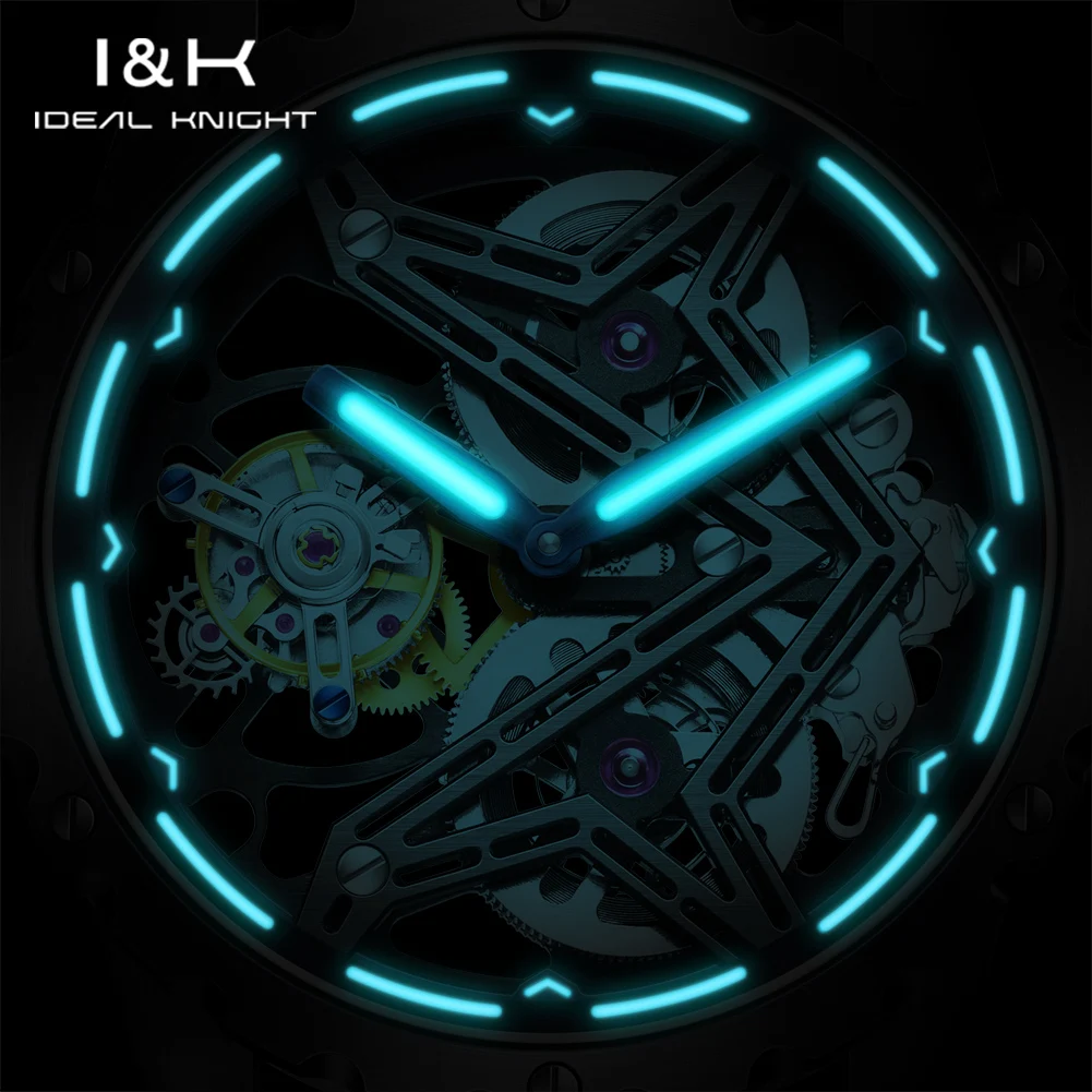 IDEAL KNIGHT 6803 Tourbillon Man Mechanical Wristwatch Sapphire Mirror Luminous Waterproof Watch For Men Luxury Business Watches